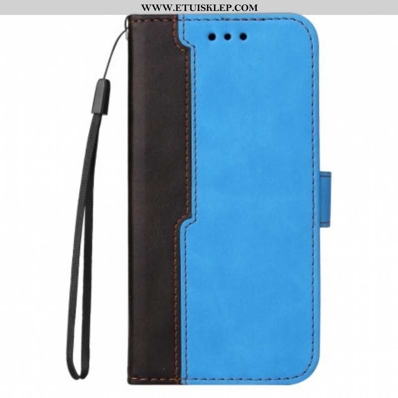 Etui Folio do Oppo A94 5G Kolorowa Dwukolorowa Sztuczna Skóra